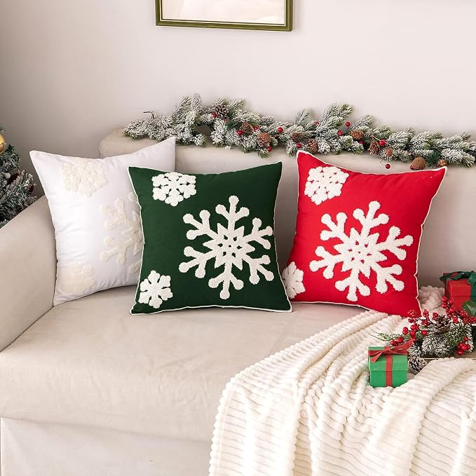 MIULEE Pack of 2 Christmas Decorative Snowflake Throw Pillow Covers Canvas - Image 2