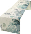 Nautical Coastal Table Runner Vintage Nautical Beach Starfish Seashell Blue by moderw