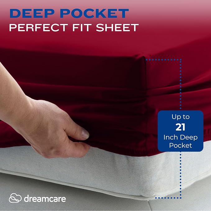 DREAMCARE Full Size Sheets – 4 pcs Cooling Sheets – up to 21” Deep Full Sheet - Image 3