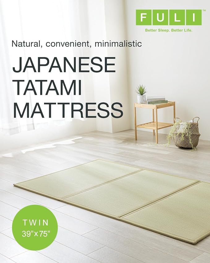 FULI Japanese Tatami Mattress, Tatami Rug, Igusa Mat Folds in Three, Made in - Image 3