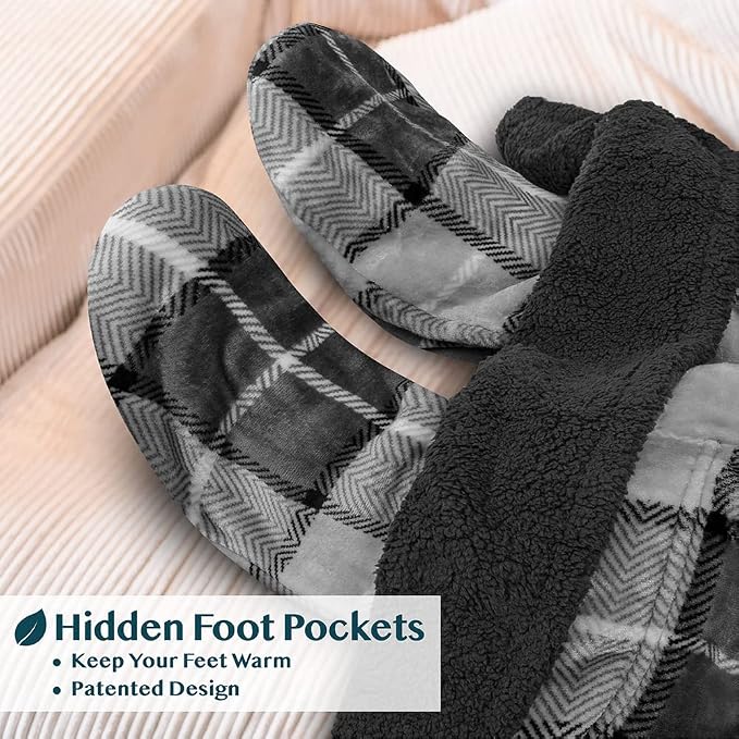 PAVILIA Sherpa Blanket with Sleeves, Foot Pocket - Image 2