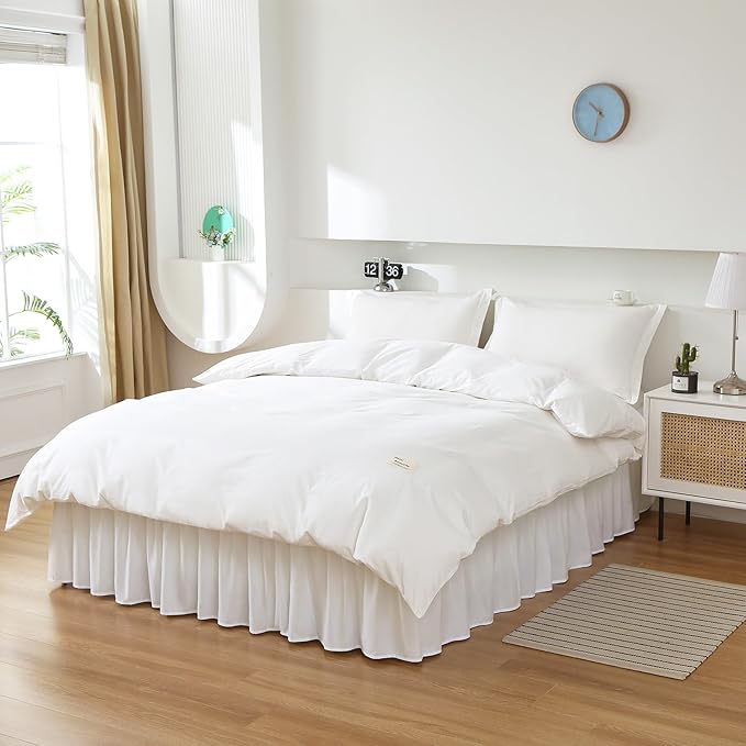 MEILA Wrap Around Bed Skirt Three Fabric Sides Elastic Dust Ruffled 14 Inch - Image 2