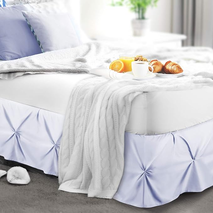 Nestl Ice Blue Bed Skirt King Size, Pinch Pleat King Bed Skirt, Hotel Quality - Image 8