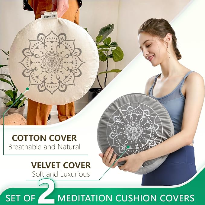 Hihealer Meditation Cushion, Traditional Tibetan Meditation Pillow Velvet Cover - Image 2
