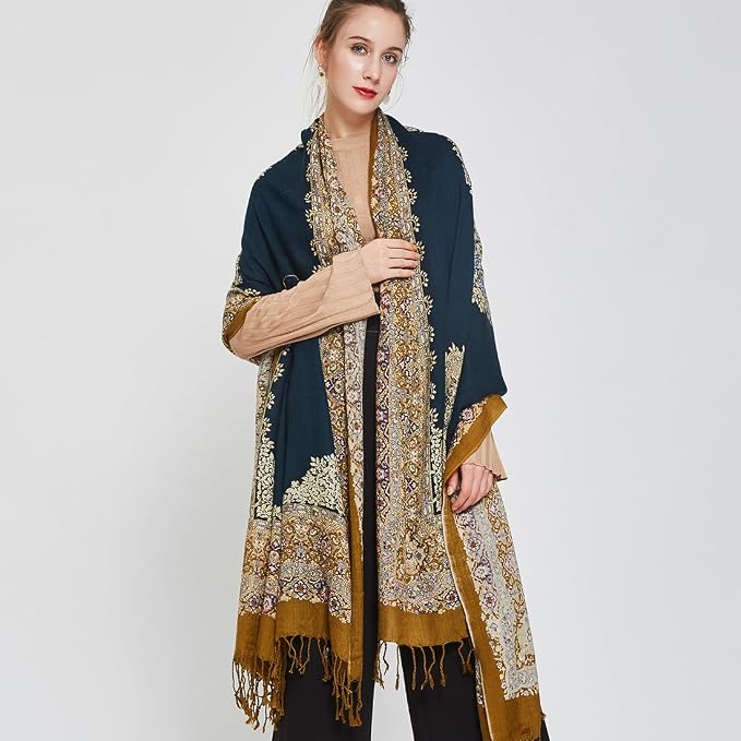 DANA XU 100% Merino Wool Extra Large Pashmina Blanket Travel Scarf Cashmere Wrap - Image 7