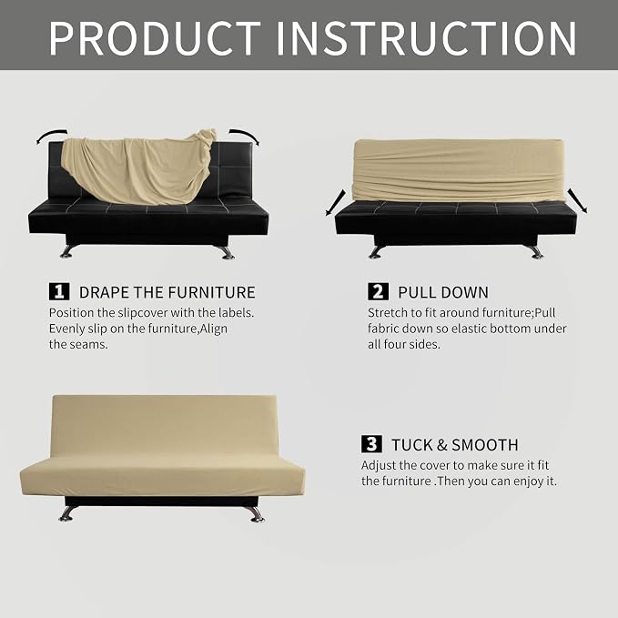 Easy-Going Stretch Futon Slipcover Armless Futon Bed Cover Furniture Protector - Image 6