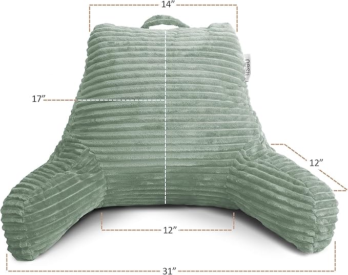 Nestl Reading Pillow with Shredded Memory Foam, Luxe Cut Plush Back Pillow - Image 2