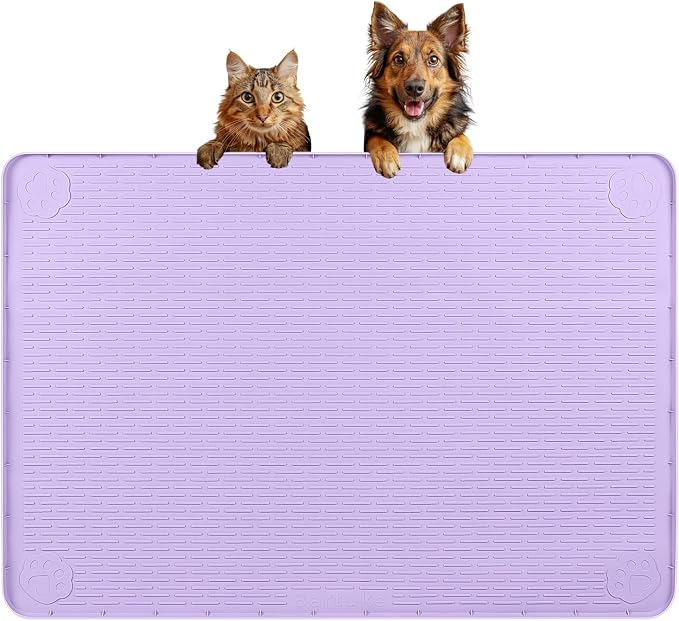 Dog Food Mat, Extra Large 34" x 22" Silicone Pet Feeding Mat by Bartuke