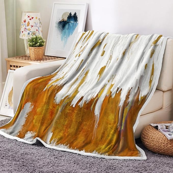 Abstract Ombre Throw Blankets, Modren Chic Art Oil Painting Cozy Warm Bed Couch by Uokiuki
