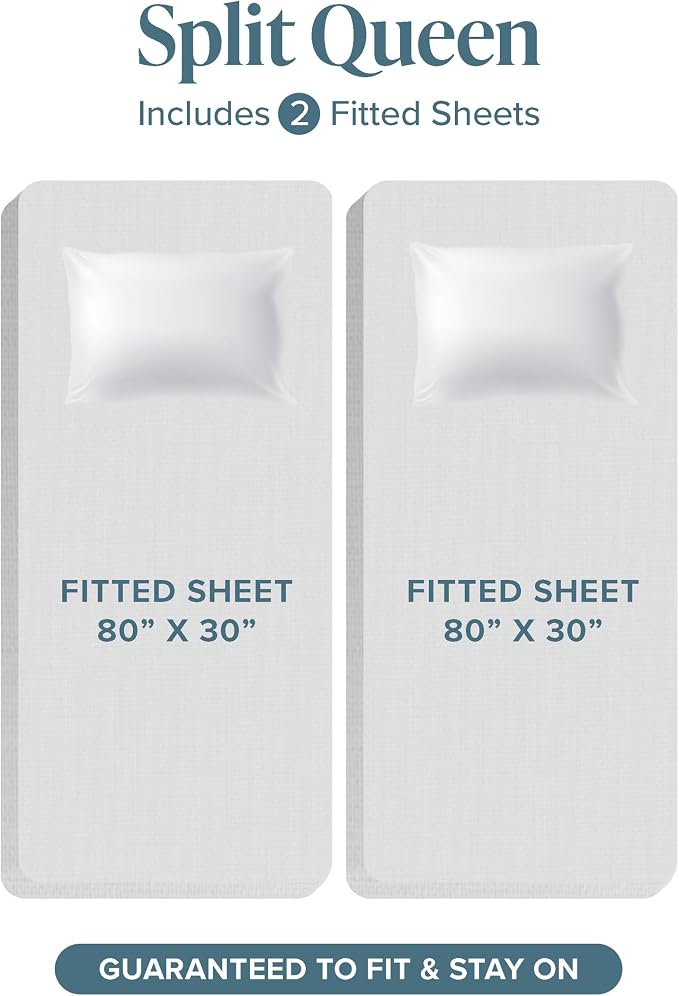 Bare Home Fitted Bottom Sheet Split King Size - Image 2