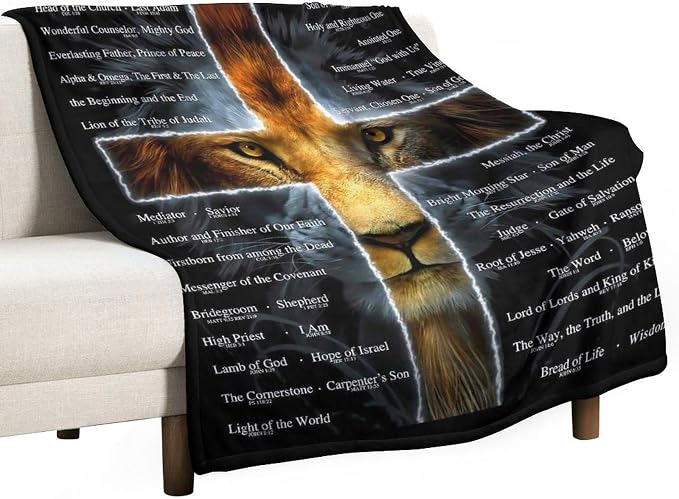 Christian Lion Scripture Jesus Throw Blanket - Image 2