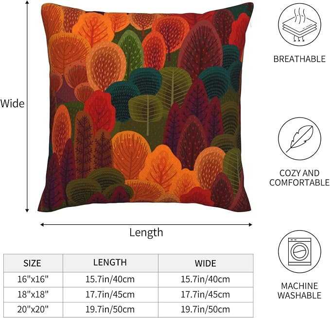 bassyil Fall Forest Throw Pillow Covers Decorative Linen Pillow Cases Set of 2 - Image 7