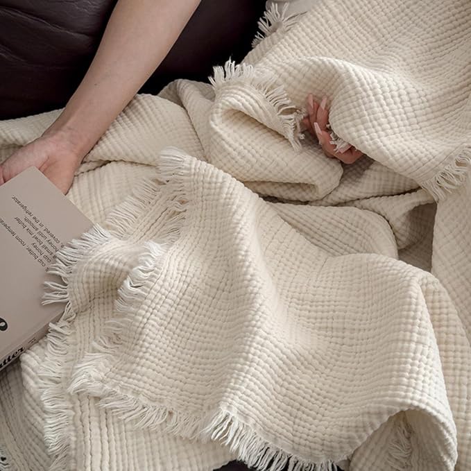 MorroMorn 100% Cotton Queen Size Bed Blanket 80"x90" Muslin Blanket by MorroMorn