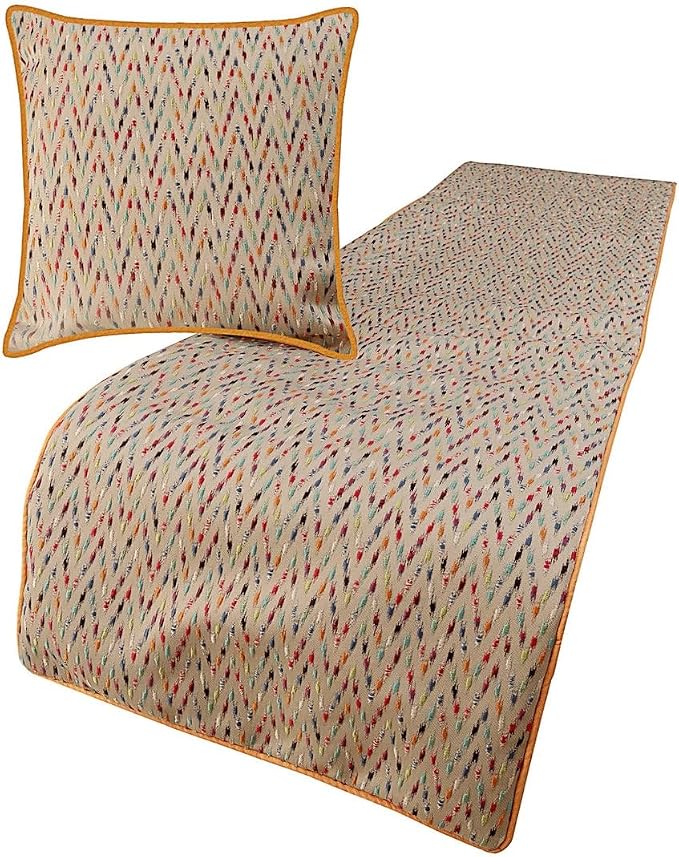 The HomeCentric King Queen Twin Beige & Multicolor Luxury Queen 74"x18" Bed by TheHomeCentric