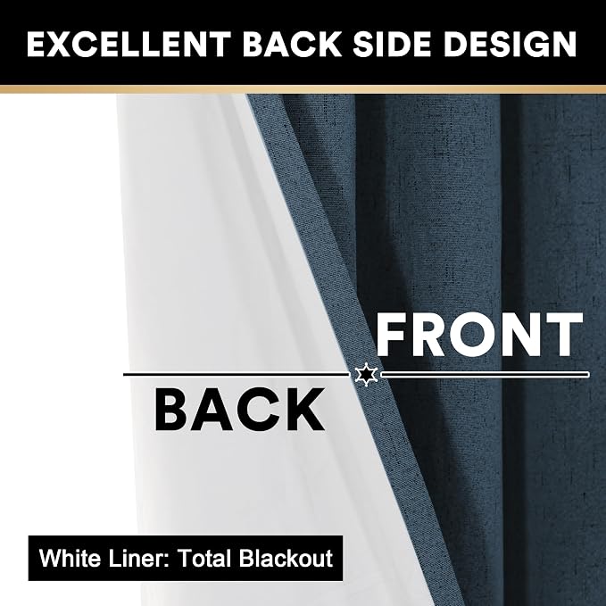 PrinceDeco Navy Blackout Curtains 84 Inches Long, 100% Light Blocking Thermal - Image 5