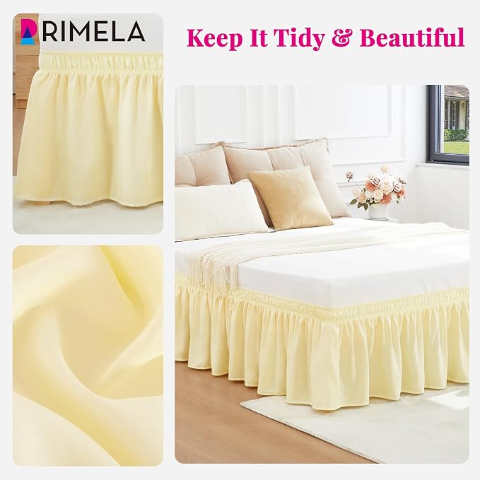 RIMELA Bed Skirt Queen Size 14 Inch Drop, Wrap Around Elastic Bedskirt Solid - Image 6