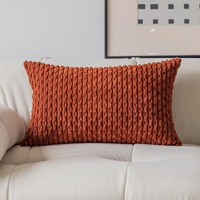 Kevin Textile Fall 14x24 Inch Pillow Cover 1 Pack Boho Decorative Soft Striped by KevinTextile