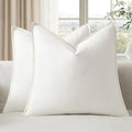 EMEMA Decorative Linen Throw Pillow Covers 18x18 Inch Cream Boho Farmhouse by EMEMA
