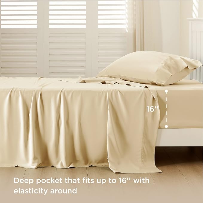 Bedsure Cooling Sheets Twin XL, Rayon Derived from Bamboo, Breathable & Soft - Image 3