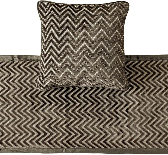 The HomeCentric King Queen Twin Grey Decorative Twin 53"x18" Bed Runner - Image 3
