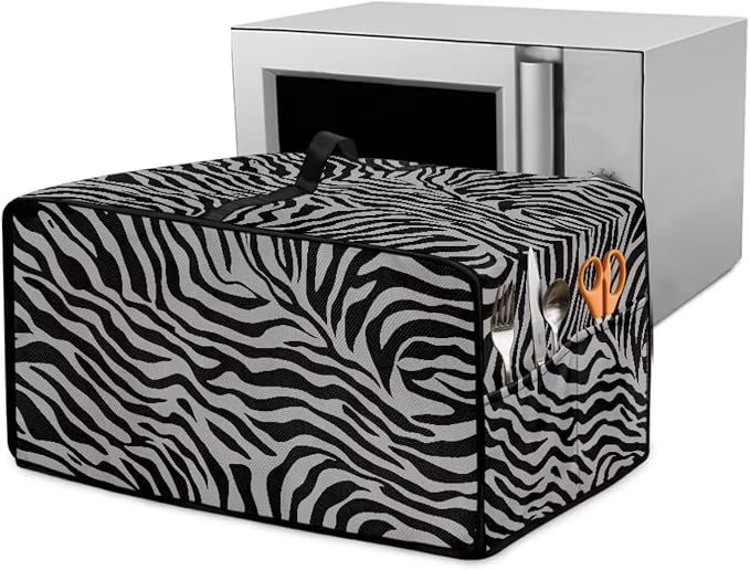 Grey Zebra Print Microwave Oven Dust Cover Dust-Proof Waterproof Microwave by HwzdsyxlCreativeHomeDecor