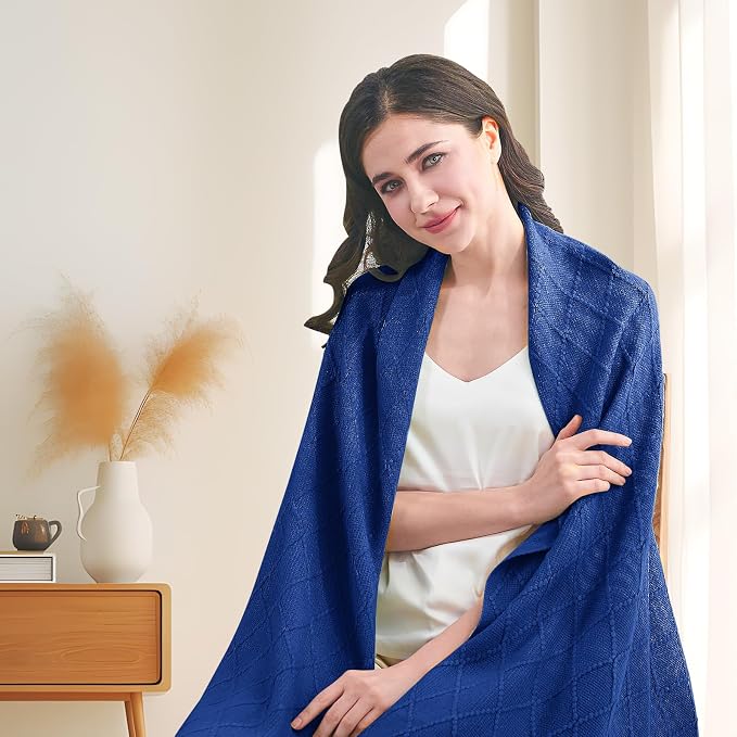 inhand Knit Klein Blue Throw Blanket - Image 5