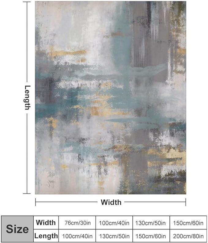 Fashion Gradient Blanket, Modern Art Baroque Gold Grey Green Painting Strokes - Image 2