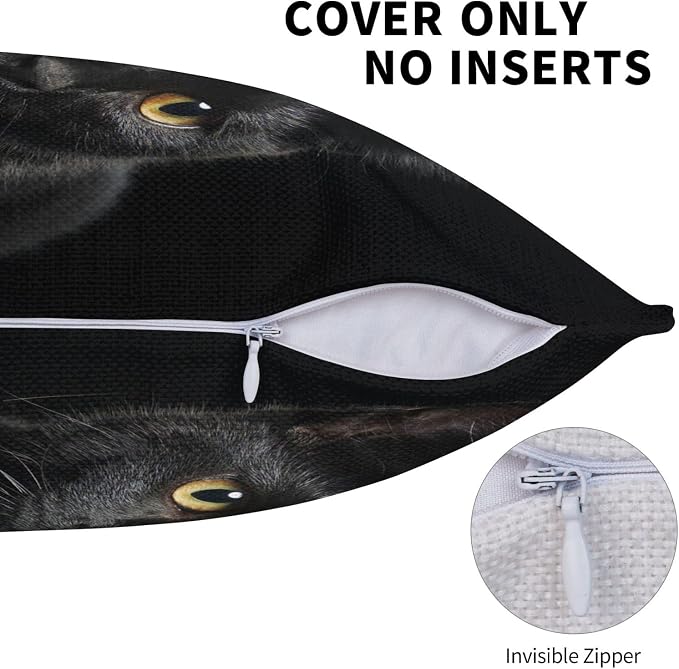 Black Cat Throw Pillow Covers Decorative Linen Pillow Cases Set of 2 Square - Image 6