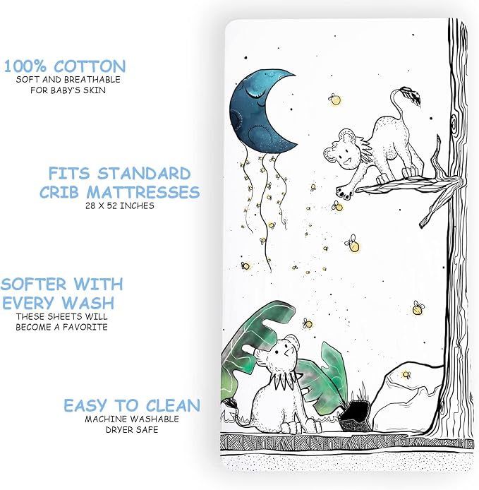 JumpOff Jo - Fitted Crib Sheet, Super Soft Breathable 100% Cotton Baby Crib - Image 2