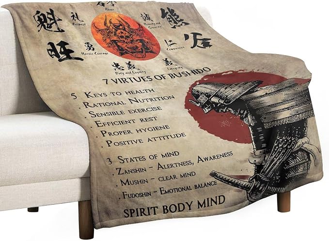 Samurai Warrior Blanket Japanese Samurai Throw Blanket Samurai Gifts - Image 2