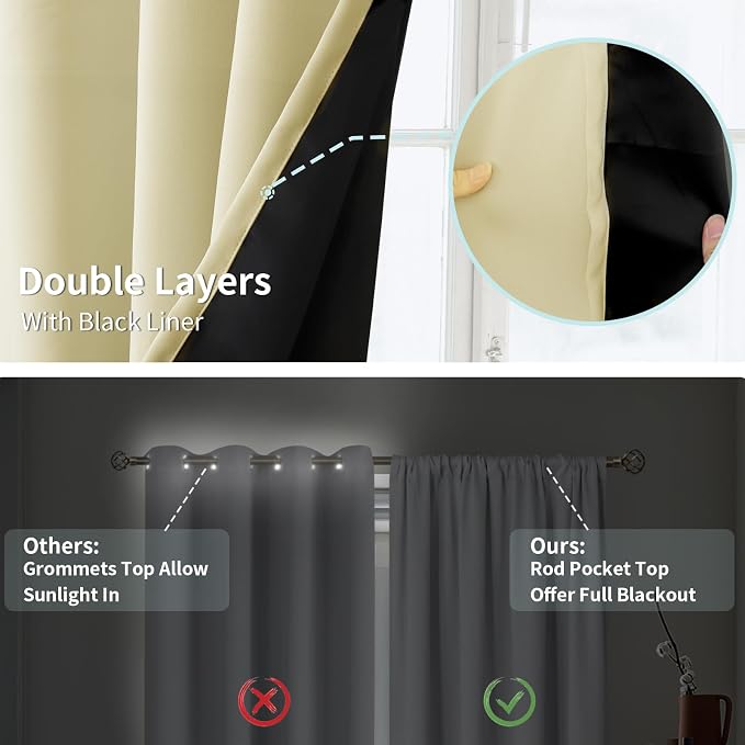 BGment 100% Blackout Curtains for Bedroom 84 Inch Length, Full Room Darkening - Image 6