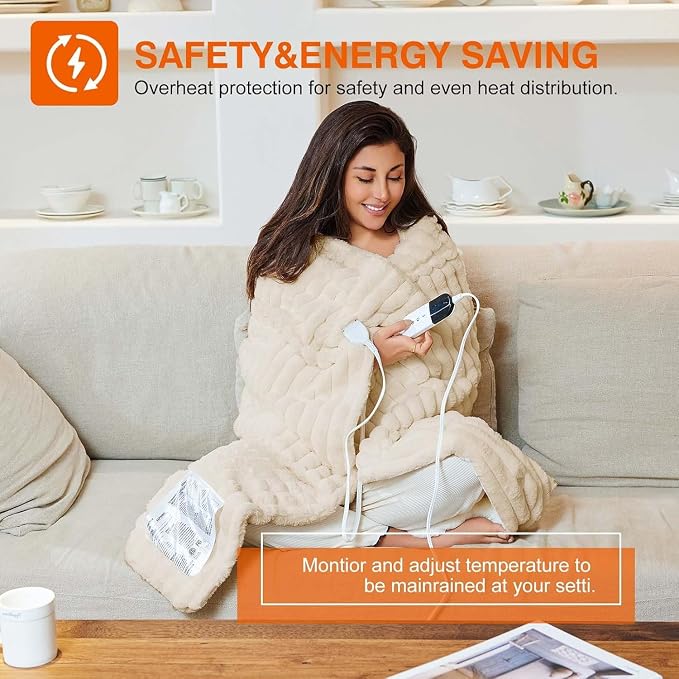 Electric Blanket, Soft Stripe Heated Blanket - Image 5