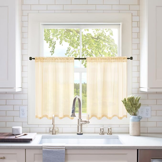 MIULEE Short Sheer Curtains 30 Inch Length by MIULEE