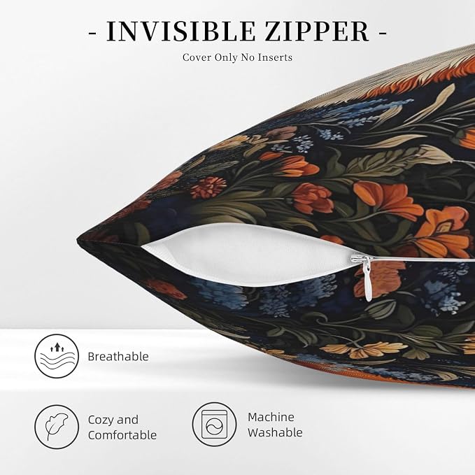 William Morris Abstract Vintage Floral Fox Design 18x18 inches Throw Pillow - Image 4