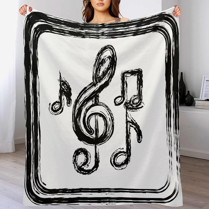 Music Blanket Black Abstract Graffiti Music Note Art Printed Soft Cozy - Image 5