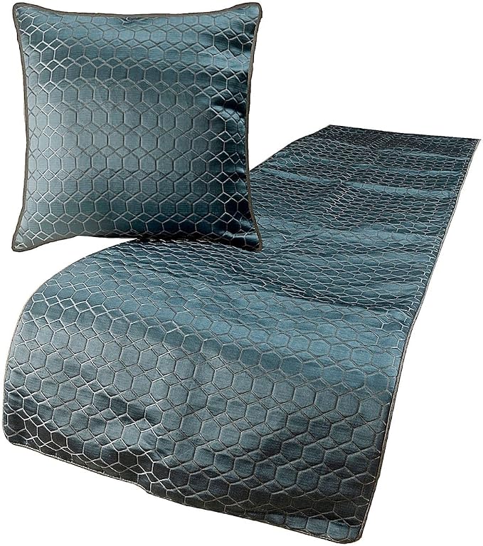 The HomeCentric King Queen Twin Blue Handmade Twin 53"x18" Bed Runner by TheHomeCentric