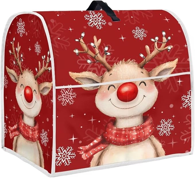 Christmas Reindeer Stand Mixer Cover 6-8 Quart Kitchen Mixer Cover Washable by HUISEFOR