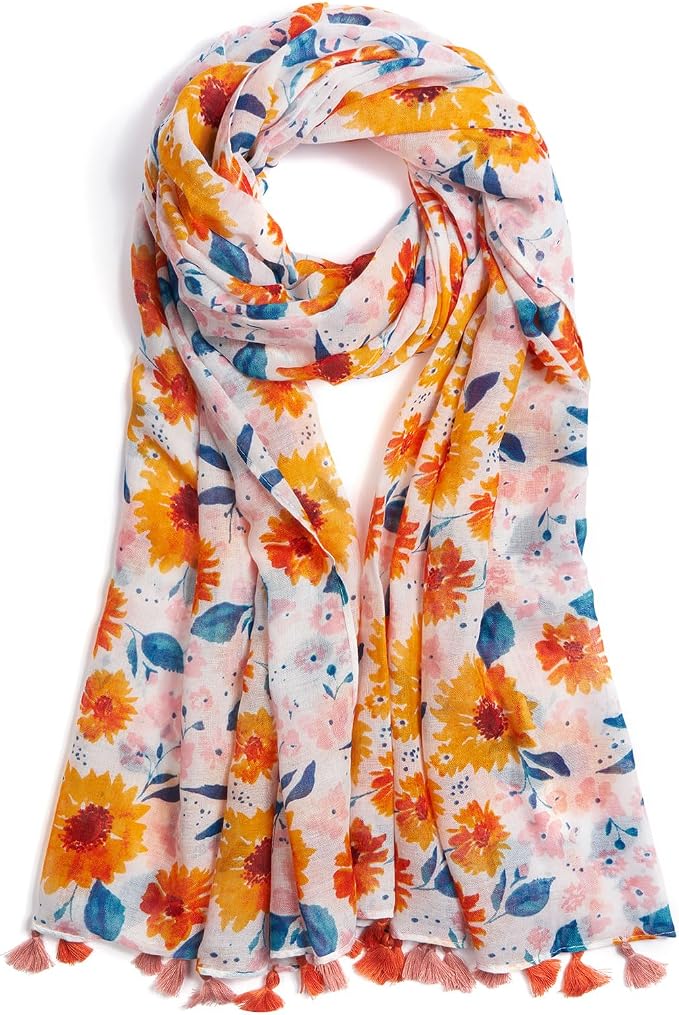 Scarf for Women Lightweight Soft Floral Leopard Printed Scarves Fall Winter by QIUTIMIY