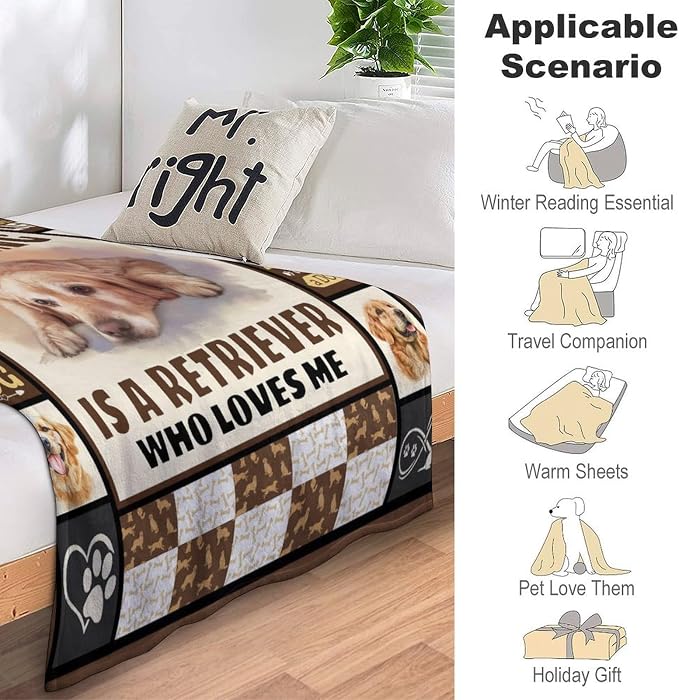 Golden Retriever Dog Print Blanket Best Dog Pet Animal Throw Blankets - Image 8