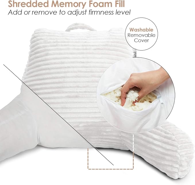 Hearth & Harbor Reading Pillow for Bed Adult – Back Pillow for Sitting in Bed - Image 5