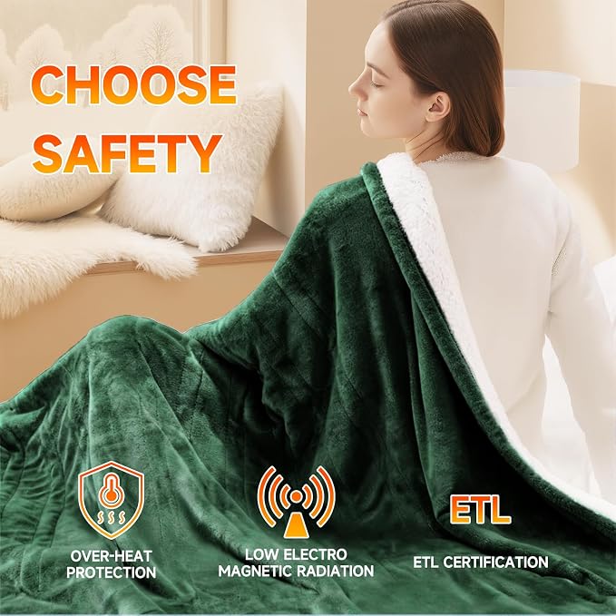 Heated Blanket Electric Throw Blanket 50"x60" Fast Heating Electric Blanket - Image 5