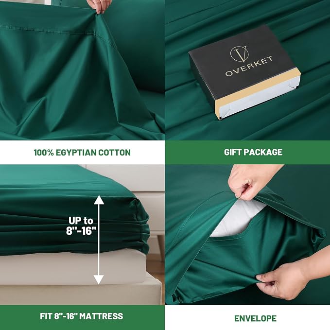 100% Egyptian Cotton Sheets King Size 4PCS 1000 Thread Count Sateen Weave Soft - Image 4