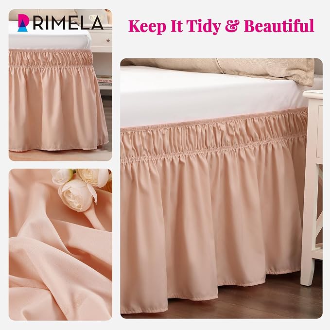RIMELA Bed Skirt Queen Size 15 Inch Drop, Wrap Around Elastic Bedskirt Solid - Image 3