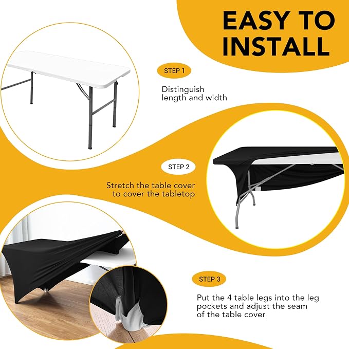 6-Pack Premium Black Spandex Tablecloths - Image 8