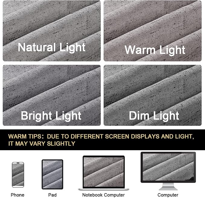 PrinceDeco 100% Blackout Curtains 64 inch Long 2 Panels, Light Grey - Image 8