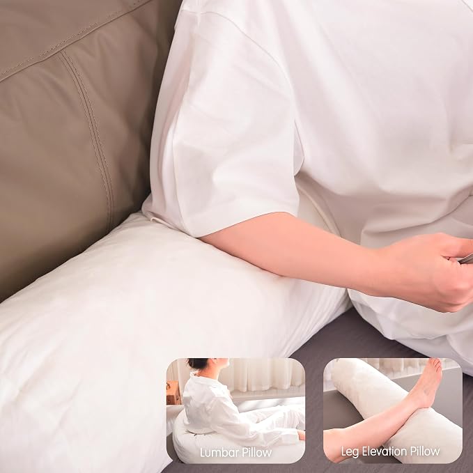 SyMax 7.8"x60" Body Pillow for Queen Bed, Memory Foam Bolster w/Removable - Image 4