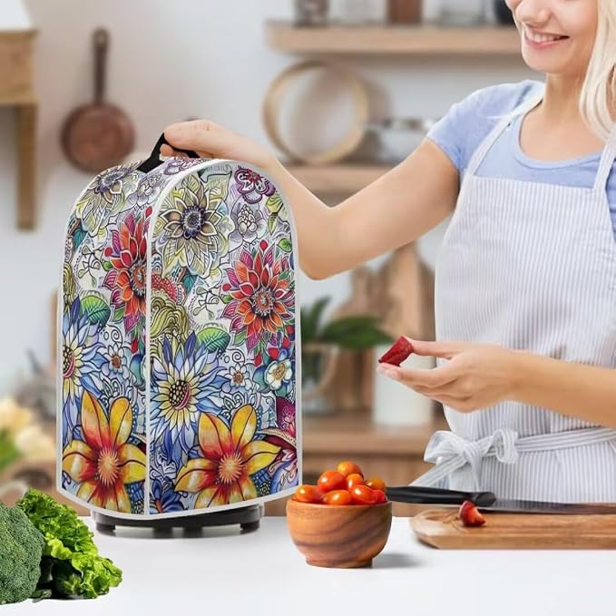 Boho Floral Blender Dust Cover Anti Fingerprint Polyester Stand Mixer or Coffee - Image 3