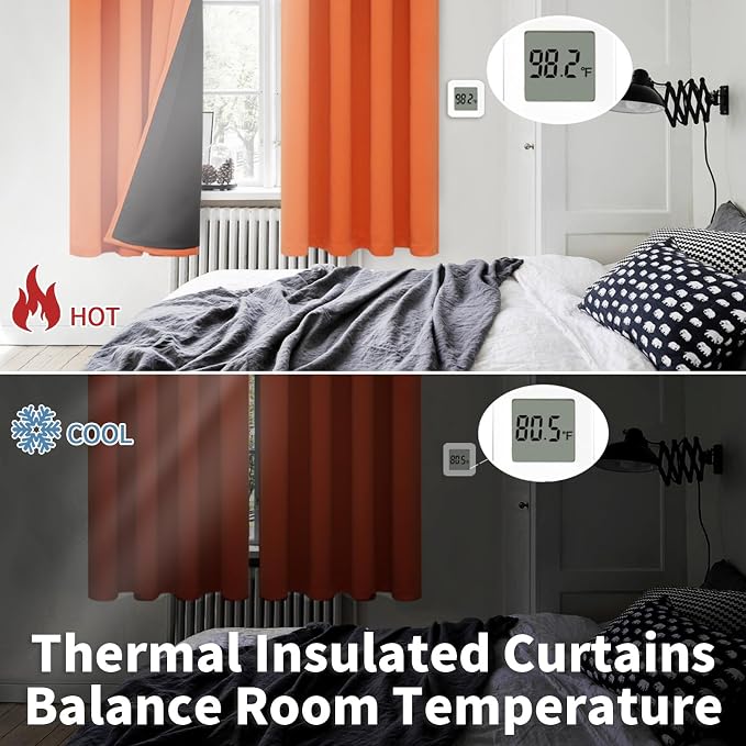 BGment Burnt Orange 100% Blackout Curtains - Image 4