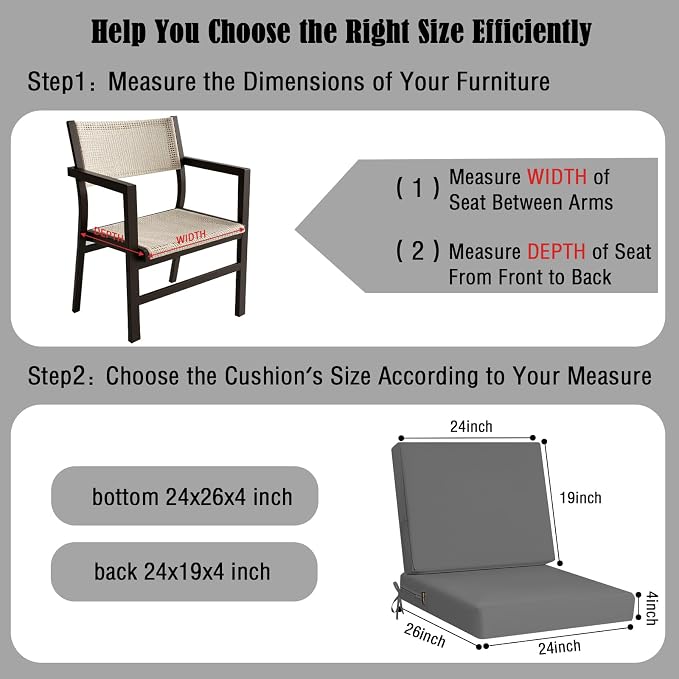 idee-home Outdoor Cushions for Patio Furniture, Outdoor Seat Cushion, - Image 7