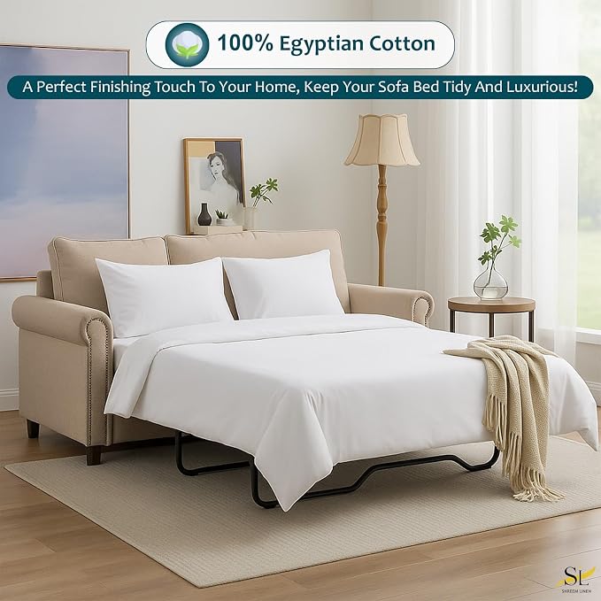Luxury Queen Sleeper Sofa Bed Sheet Set, 100% Egyptian Cotton, 338 Thread Count - Image 2